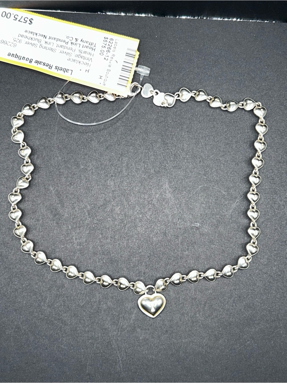 Tiffany & Co. Silver Heart Link Necklace with Heart Charm
